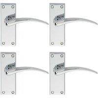 Loops 4x PAIR Slim Arched Door Handle on Latch Backplate 150 x 43mm Polished Chrome