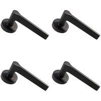 Loops 4x PAIR Straight Rounded Handle on Round Rose Concealed Fix Matt Bronze