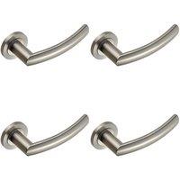Loops 4x PAIR Curved Round Bar Handle on Round Rose Concealed Fix Satin Steel in Metallics