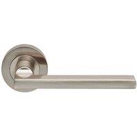 Loops PAIR Straight Plinth Mounted Handle on Round Rose Concealed Fix Satin Nickel in Metallics