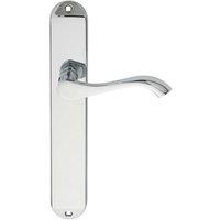 Loops PAIR Curved Handle on Long Slim Latch Backplate 241 x 40mm Polished Chrome