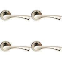 Loops 4x PAIR Angular Twisted Handle on Round Rose Concealed Fix Polished Nickel in Metallics