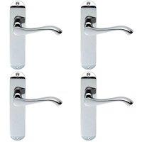 Loops 4x PAIR Curved Handle on Chamfered Latch Backplate 180 x 40mm Polished Chrome