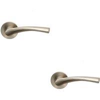 Loops 2x AIR Twisted Angular Design Lever on Slim Round Rose Concealed Fix Satin Steel in Metallics