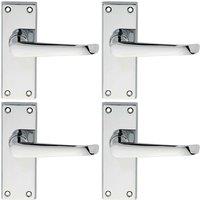 Loops 4x PAIR Straight Victorian Handle on Latch Backplate 150 x 42mm Polished Chrome