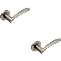 Loops 2x PAIR Angular Design Curved Handle Concealed Fix Round Rose Satin Steel in Metallics