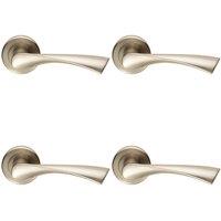 Loops 4x PAIR Angular Twisted Handle on Round Rose Concealed Fix Satin Nickel in Metallics