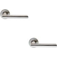 Loops 2x PAIR Straight Smooth Round Bar Handle on Round Rose Concealed Fix Satin Steel in Metallics