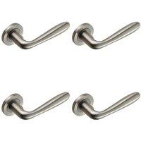 Loops 4x PAIR Smooth Rounded Bar Handle on Round Rose Concealed Fix Satin Steel in Metallics