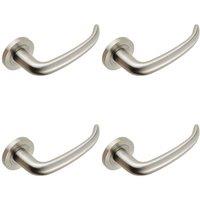 Loops 4x PAIR Slim Rounded Inward Curved Lever on Round Rose Concealed Fix Satin Steel in Metallics