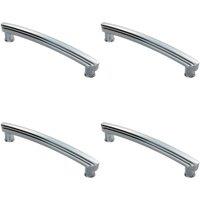 Loops 4x Ridge Design Curved Cabinet Pull Handle 160mm Fixing Centres Polished Chrome
