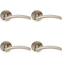 Loops 4x PAIR Flat Arched Style Handle on Round Rose Concealed Fix Satin Nickel in Metallics