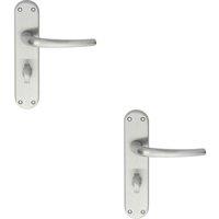 Loops 2x PAIR Slim Round Bar Lever on Shaped Bathroom Backplate 185 x 40mm Chrome