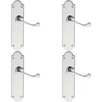 Loops 4x PAIR Victorian Scroll Handle on Latch Backplate 205 x 49mm Polished Chrome
