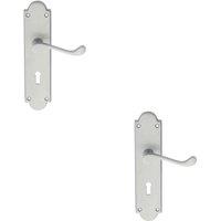 Loops 2x PAIR Victorian Scroll Handle on Lock Backplate 205 x 49mm Satin Chrome