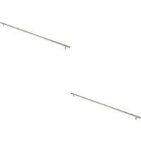 Loops 2x Straight T Bar Pull Handle 1800 x 30mm 1630mm Fixing Centres Satin Steel in Metallics