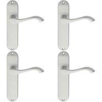 Loops 4x PAIR Curved Handle on Chamfered Latch Backplate 180 x 40mm Satin Chrome