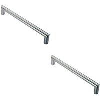 Loops 2x 30mm Mitred Pull Door Handle 450mm Fixing Centres Satin Stainless Steel in Metallics