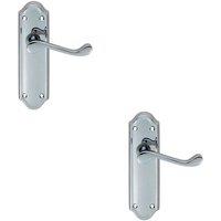 Loops 2x PAIR Victorian Upturned Handle on Latch Backplate 168 x 47mm Polished Chrome