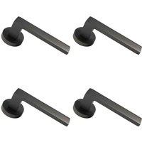 Loops 4x PAIR Straight Square Handle on Round Rose Concealed Fix Matt Bronze Finish
