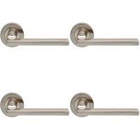 Loops 4x PAIR Straight Plinth Mounted Handle on Round Rose Concealed Fix Satin Nickel in Metallics