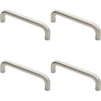 Loops 4x Round D Bar Door Pull Handle 247 x 22mm 225mm Fixing Centres Satin Steel in Metallics