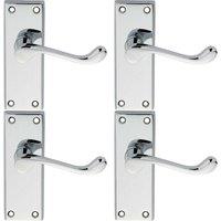Loops 4x PAIR Victorian Scroll Lever on Short Latch Backplate 118 x 43mm Chrome