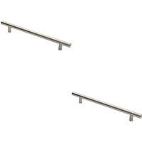 Loops 2x Straight T Bar Pull Handle 600 x 30mm 450mm Fixing Centres Satin Steel in Metallics