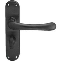 Loops PAIR Smooth Rounded Lever on Shaped Bathroom Backplate 185 x 42mm Matt Black