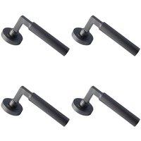 Loops 4x PAIR Straight Round Bar Handle on Round Rose Concealed Fix Matt Bronze