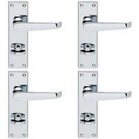 Loops 4x Victorian Flat Lever on Bathroom Backplate Handle 150 x 42mm Polished Chrome