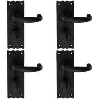 Loops 4x PAIR Forged Curved Handle on Bathroom Backplate 155 x 54mm Black Antique