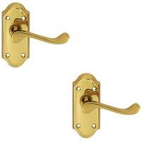 Loops 2x PAIR Victorian Scroll Lever on Short Latch Backplate 112 x 48mm Brass in Metallics