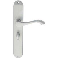 Loops PAIR Curved Handle on Long Slim Bathroom Backplate 241 x 40mm Satin Chrome