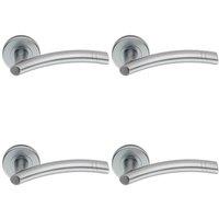 Loops 4x PAIR Arched Round Bar Handle with Ring Detailing Concealed Fix Satin Chrome