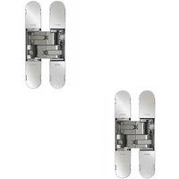 Loops 2x 130 x 30mm Concealed Heavy Duty Hinge Fits Unrebated Doors Polished Nickel in Metallics