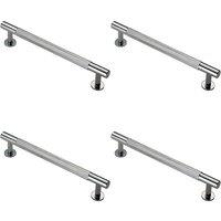 Loops 4x Knurled Bar Door Pull Handle 190 x 13mm 160mm Fixing Centres Chrome