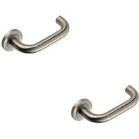 Loops 2x PAIR Round Bar Safety Handle Concealed Fix Round Rose Satin Stainless Steel in Metallics