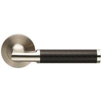 Loops PAIR Carbon Fibre Round Bar Handle on Round Rose Concealed Fix Satin Steel in Metallics