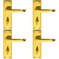 Loops 4x PAIR Straight Victorian Lever on Bathroom Backplate 150 x 42mm Brass in Metallics