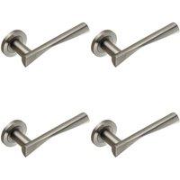 Loops 4x PAIR Angular Twisted Lever on Round Rose Concealed Fix Satin Stainless Steel in Metallics