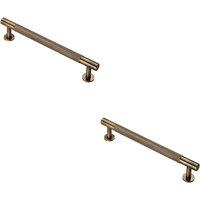 Loops 2x Knurled Bar Door Pull Handle 190 x 13mm 160mm Fixing Centres Antique Brass in Metallics