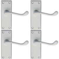 Loops 4x PAIR Victorian Scroll Lever on Short Latch Backplate 118 x 43mm Satin Chrome