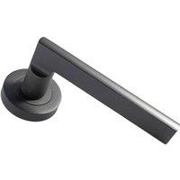 Loops PAIR Straight Plinth Mounted Handle on Round Rose Concealed Fix Matt Bronze