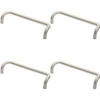 Loops 4x Cranked Door Pull Handle 19mm Dia 300mm Fixing Centres Satin Steel in Metallics