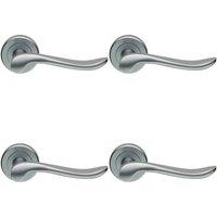 Loops 4x PAIR Scroll Shaped Lever Handle on Round Rose Concealed Fix Satin Chrome