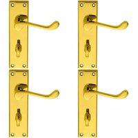 Loops 4x PAIR Victorian Scroll Handle on Bathroom Backplate 150 x 43mm Polished Brass in Metallics