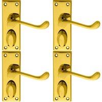 Loops 4x PAIR Victorian Scroll Handle on Privacy Backplate 118 x 43mm Polished Brass in Metallics