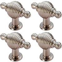 Loops 4x Reeded Beehive Style Cabinet Door Knob with Finials 26mm Dia Rose Nickel in Metallics