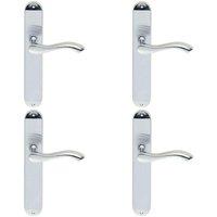 Loops 4x PAIR Curved Handle on Long Slim Latch Backplate 241 x 40mm Satin Chrome
